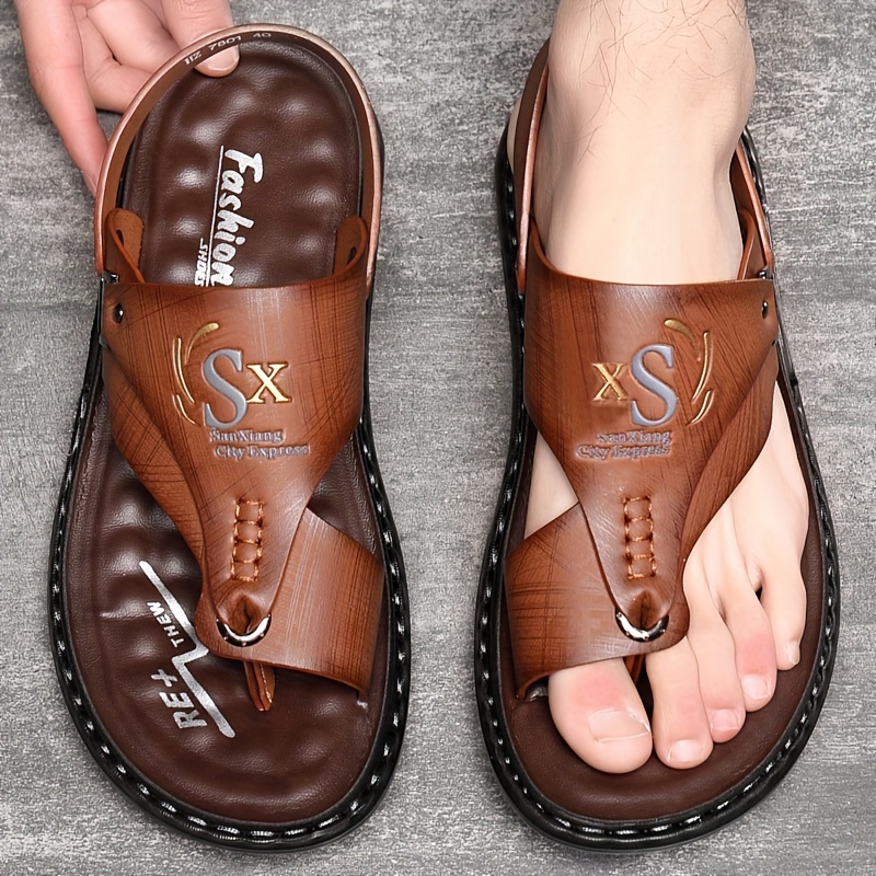 Flip Flop Leather Men - Men's Leather Flip Flops Sandals New
