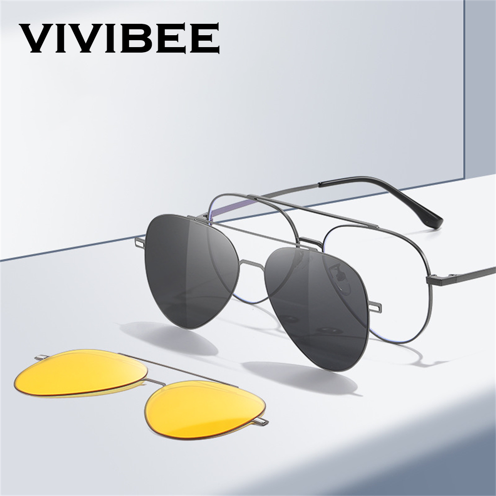 Sunglasses Aviator Polarized - VIVIBEE Aviation Magnetic Polarized Clip On