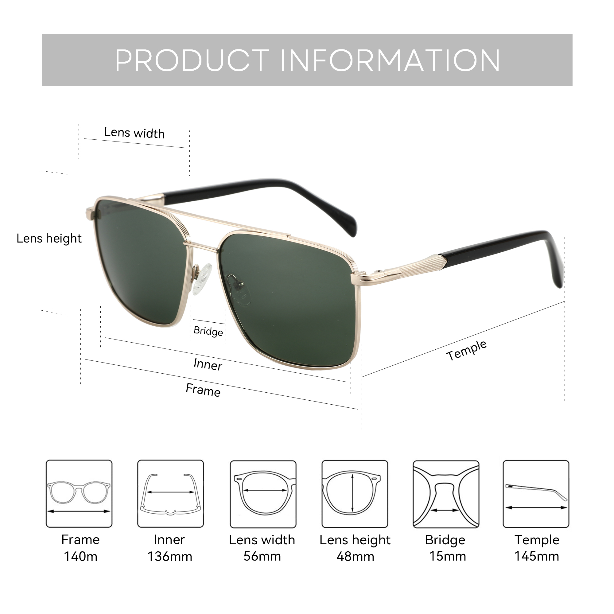 BLUEMOKY L Size Fashion Metal  - đánh giá và giá Sunglasses Aviator Polarized