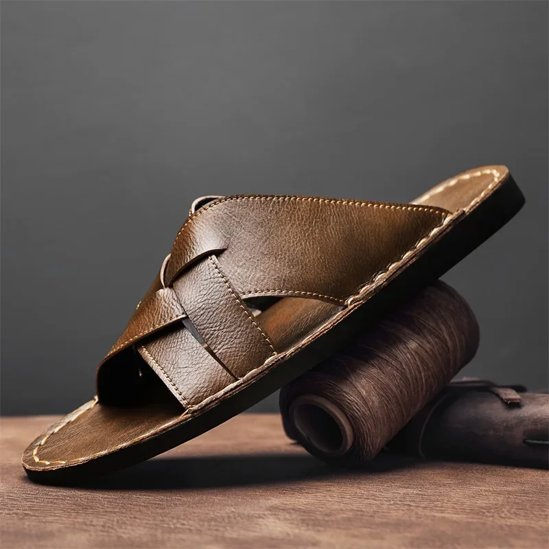 Genuine Leather Men Casual San - đánh giá và giá Flip Flop Leather Men