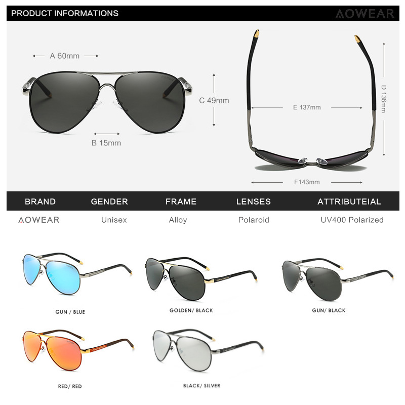 AOWEAR Men's Aviation Sunglass - đánh giá và giá Sunglasses Aviator Polarized