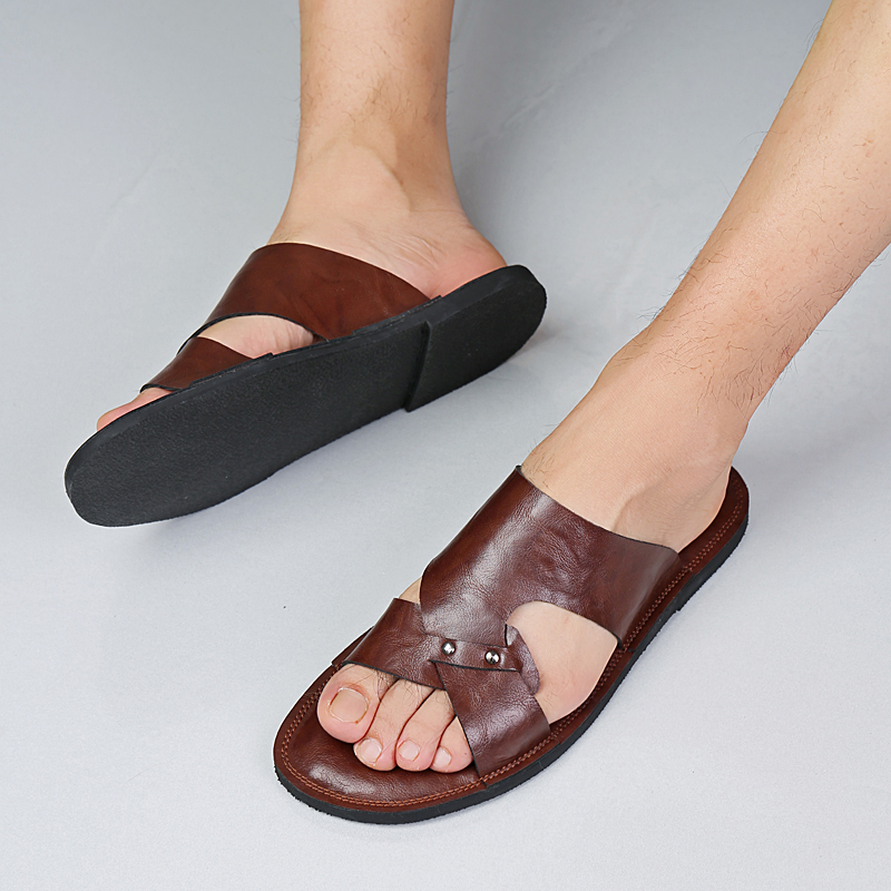 Handmade Leather Slippers Men  - đánh giá và giá Flip Flop Leather Men